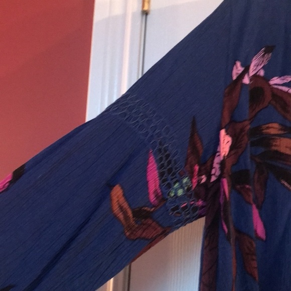 Free people dress tunic small s 4 6 blue floral - Picture 2 of 4